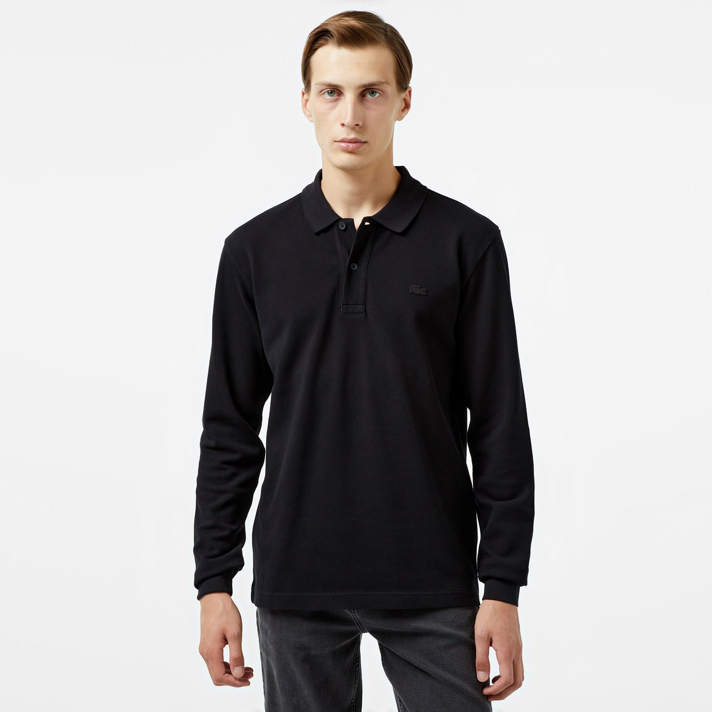 Lacoste Erkek Relaxed Fit Uzun Kollu Siyah Polo