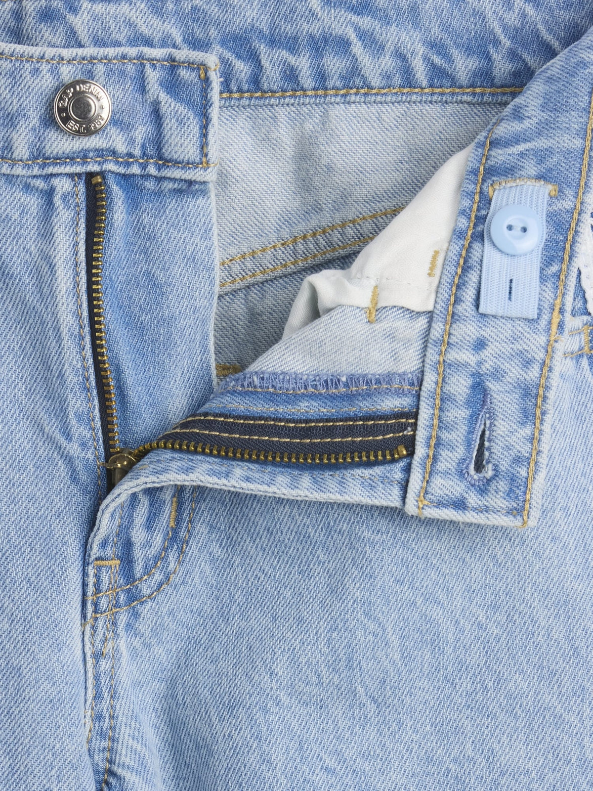 Açık Mavi Kids Low Rise Lace-trim Baggy Jean Pantolon