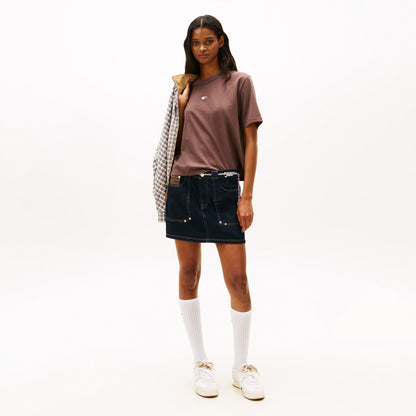 Tommy Hilfiger Bxy Badge Kadın Kahverengi T-shirt