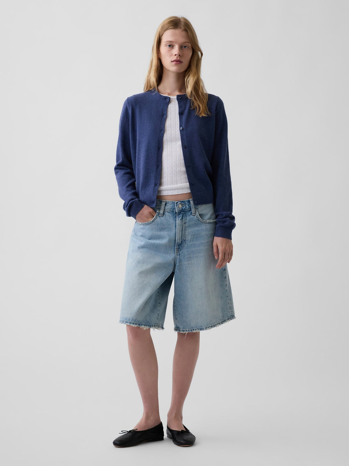 Mavi Cashsoft Crop Hırka