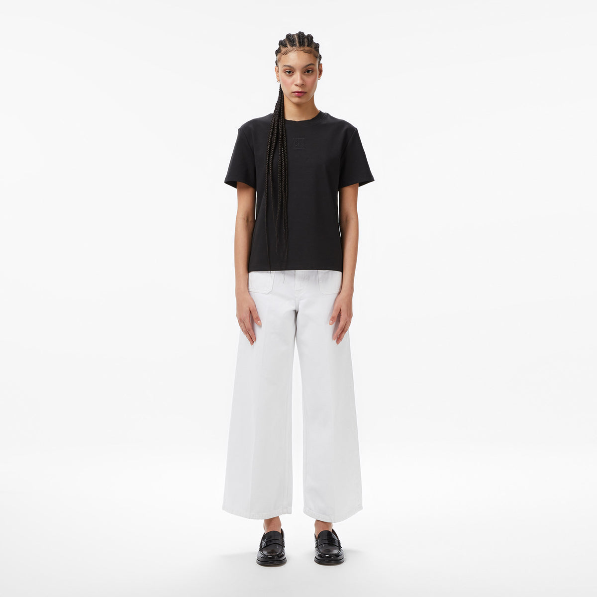 Calvin Klein Interlock Emblem Mock Kadın Siyah T-shirt