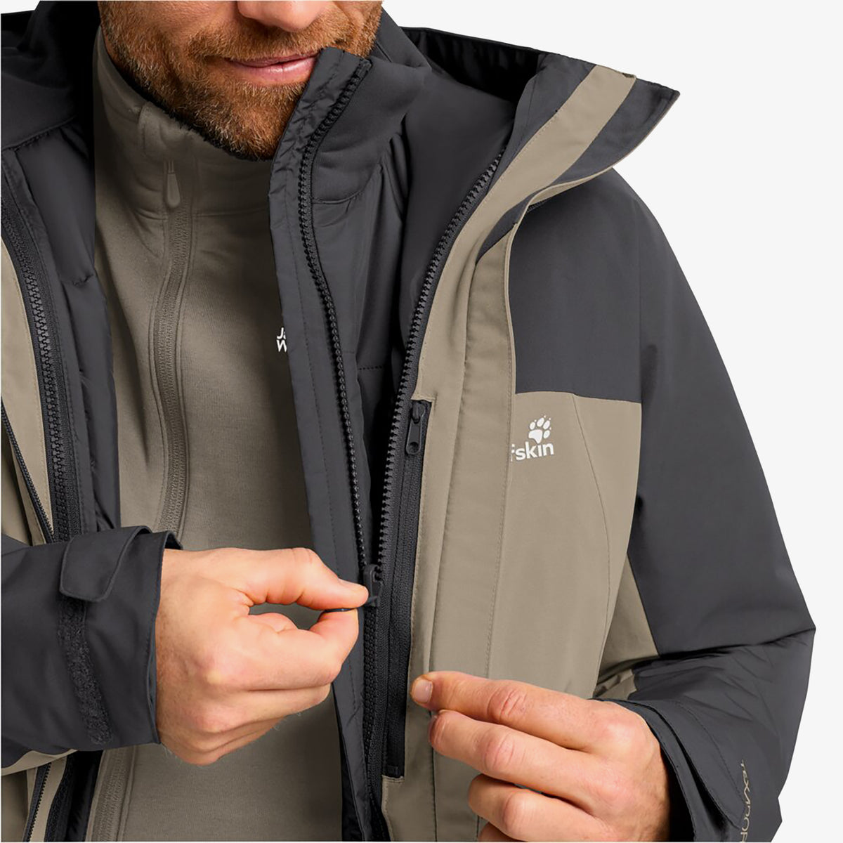 Jack Wolfskin Wild Places 3in1 Erkek Bej Ceket