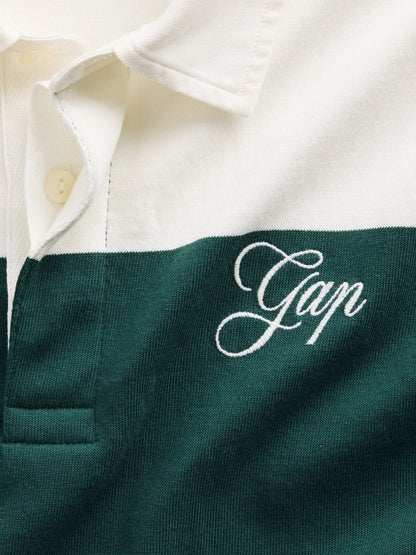 Koyu Yeşil Relaxed Gap Logo Rugby Polo T-shirt