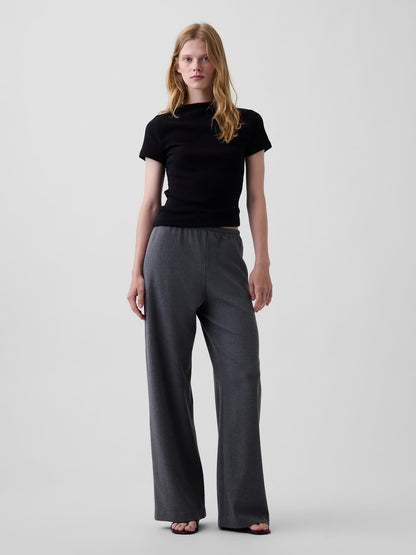 Koyu Gri Brushed Twill Easy Wide-leg Pantolon