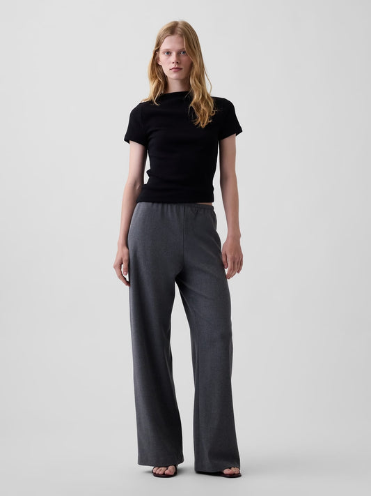 Koyu Gri Brushed Twill Easy Wide-leg Pantolon