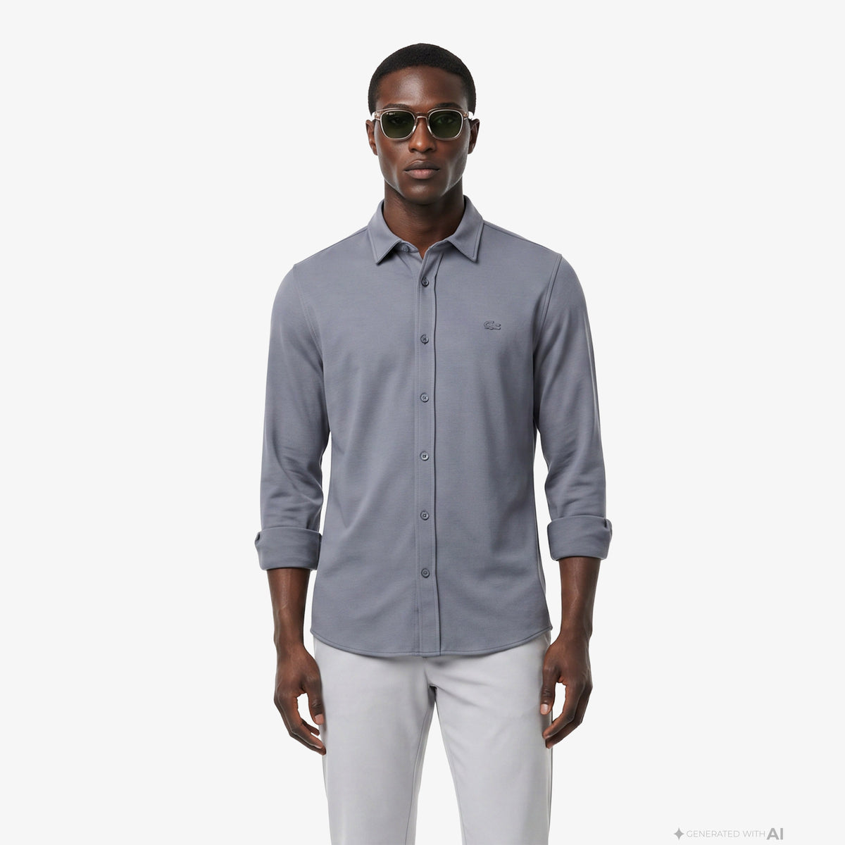 Lacoste Slim Fit Erkek Gri Gömlek
