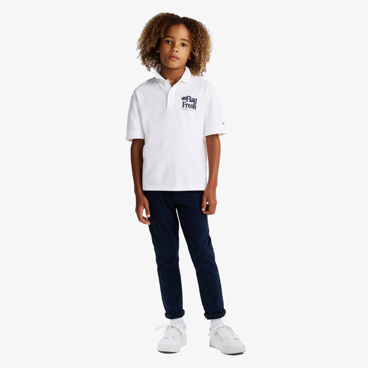 Tommy Jeans Flag Fresh Çocuk Beyaz Polo