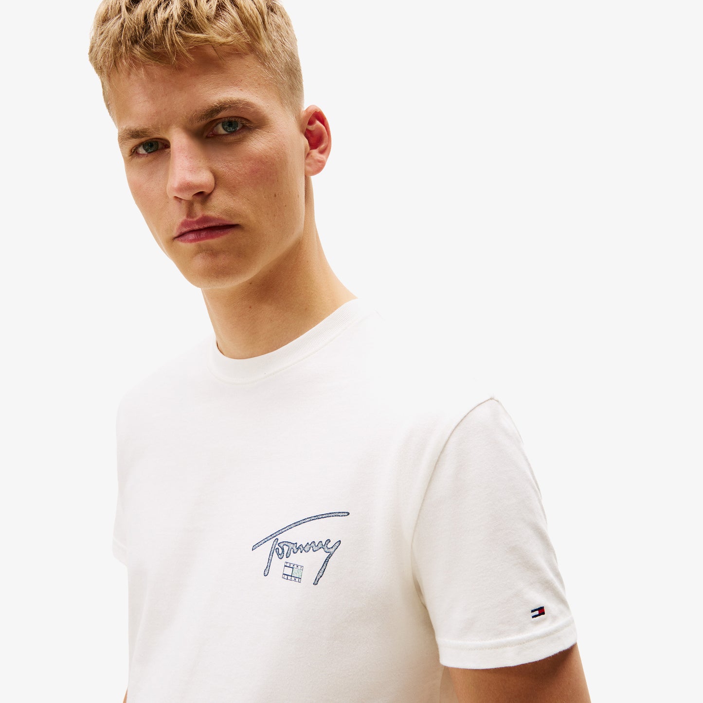 Tommy Hilfiger Regular Sign Backprint Erkek Beyaz T-shirt