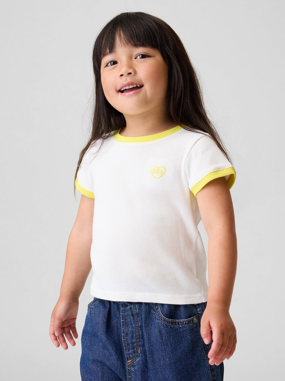Beyaz Logo Fitilli Ringer T-shirt