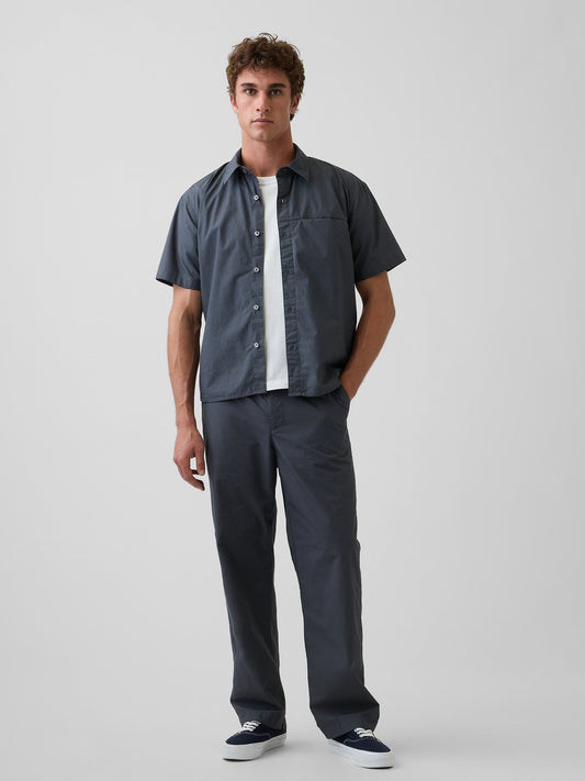 Lacivert Poplin '90s Loose Pantolon