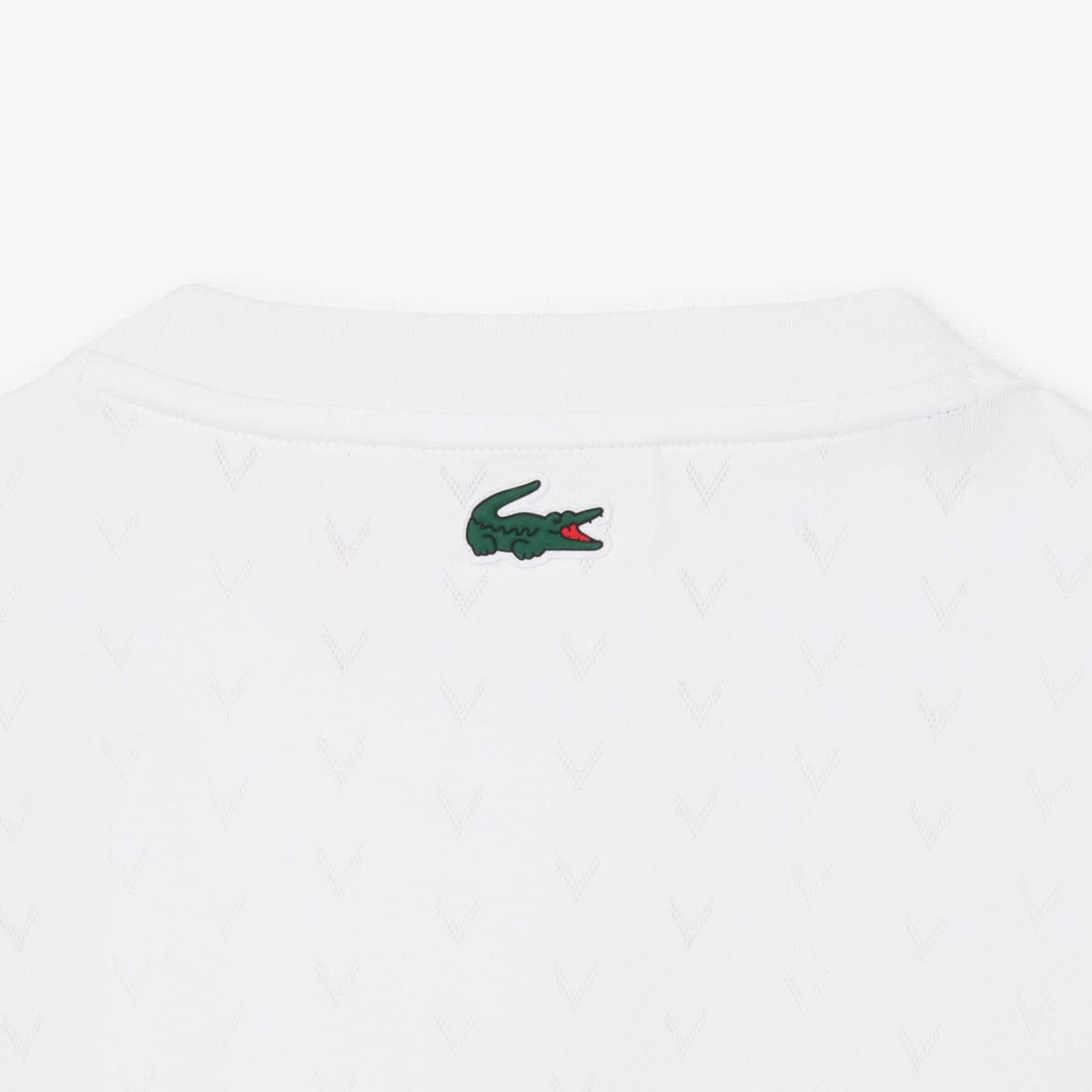 Lacoste Kadın Slim Fit Bisiklet Yaka Desenli Beyaz T-shirt
