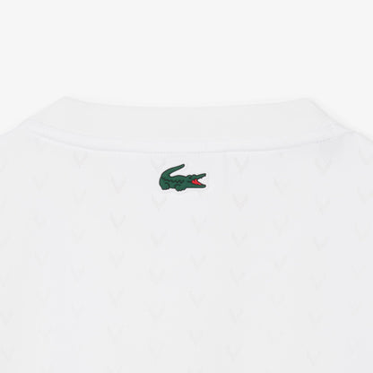 Lacoste Kadın Slim Fit Bisiklet Yaka Desenli Beyaz T-shirt