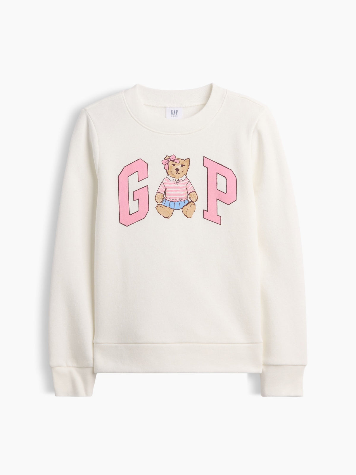 Beyaz Bisiklet Yaka Grafik Baskılı Sweatshirt