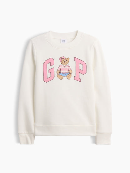 Beyaz Bisiklet Yaka Grafik Baskılı Sweatshirt
