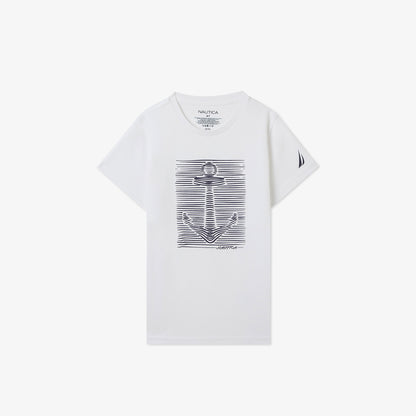 Nautica Erkek Çocuk Beyaz Regular Fit Baskılı T-shirt