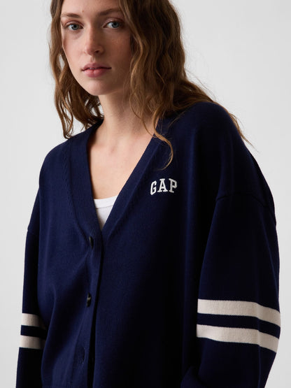 Lacivert 100% Pamuk Oversized Gap Logo Triko Hırka
