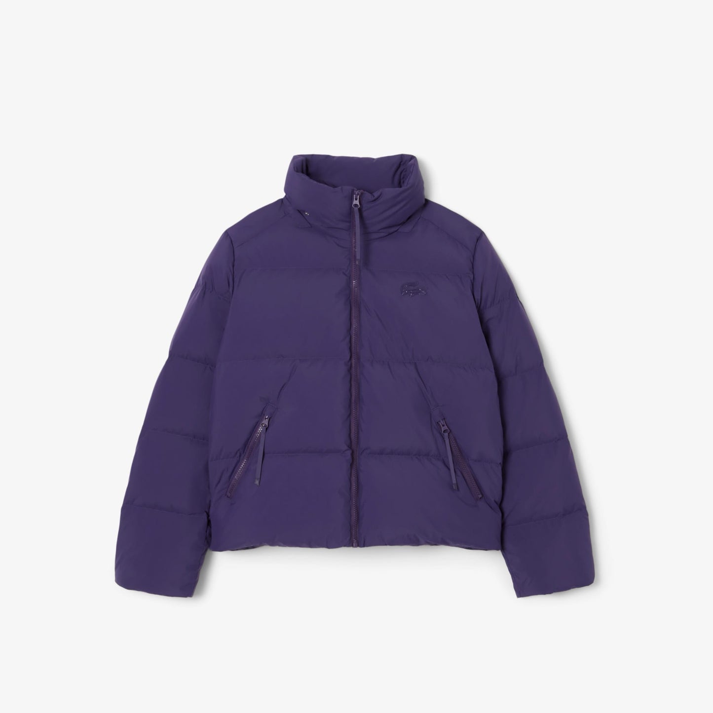 Lacoste Kadın Relaxed Fit Kapüşonlu Mor Şişme Mont