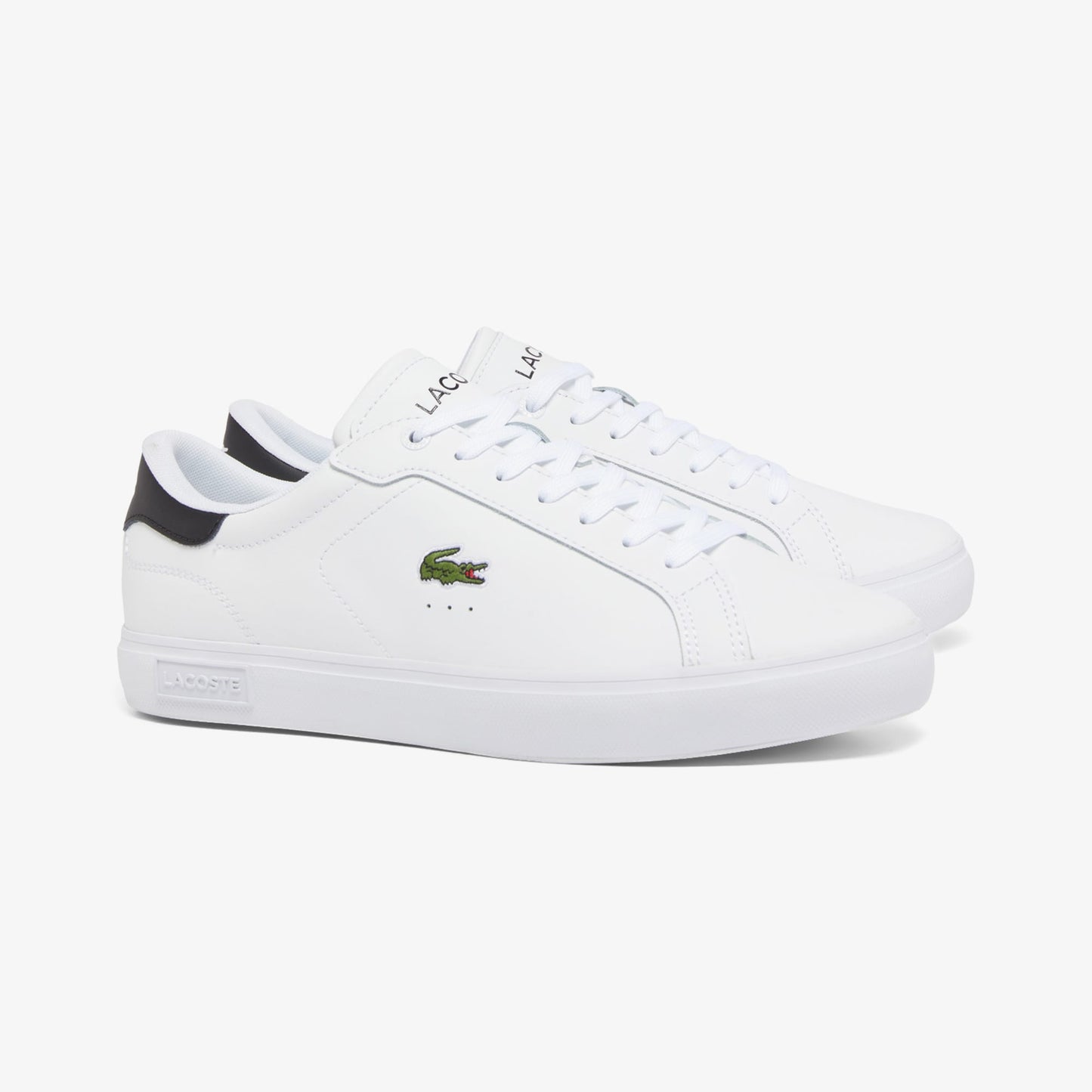 Lacoste Powercourt Leather Erkek Siyah Detaylı Beyaz Sneaker