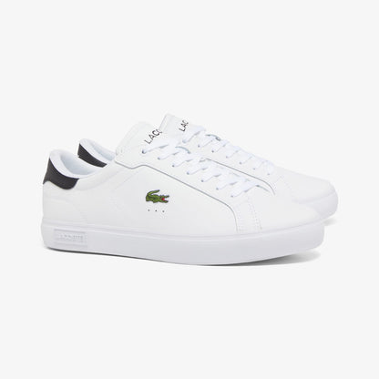 Lacoste Powercourt Leather Erkek Siyah Detaylı Beyaz Sneaker