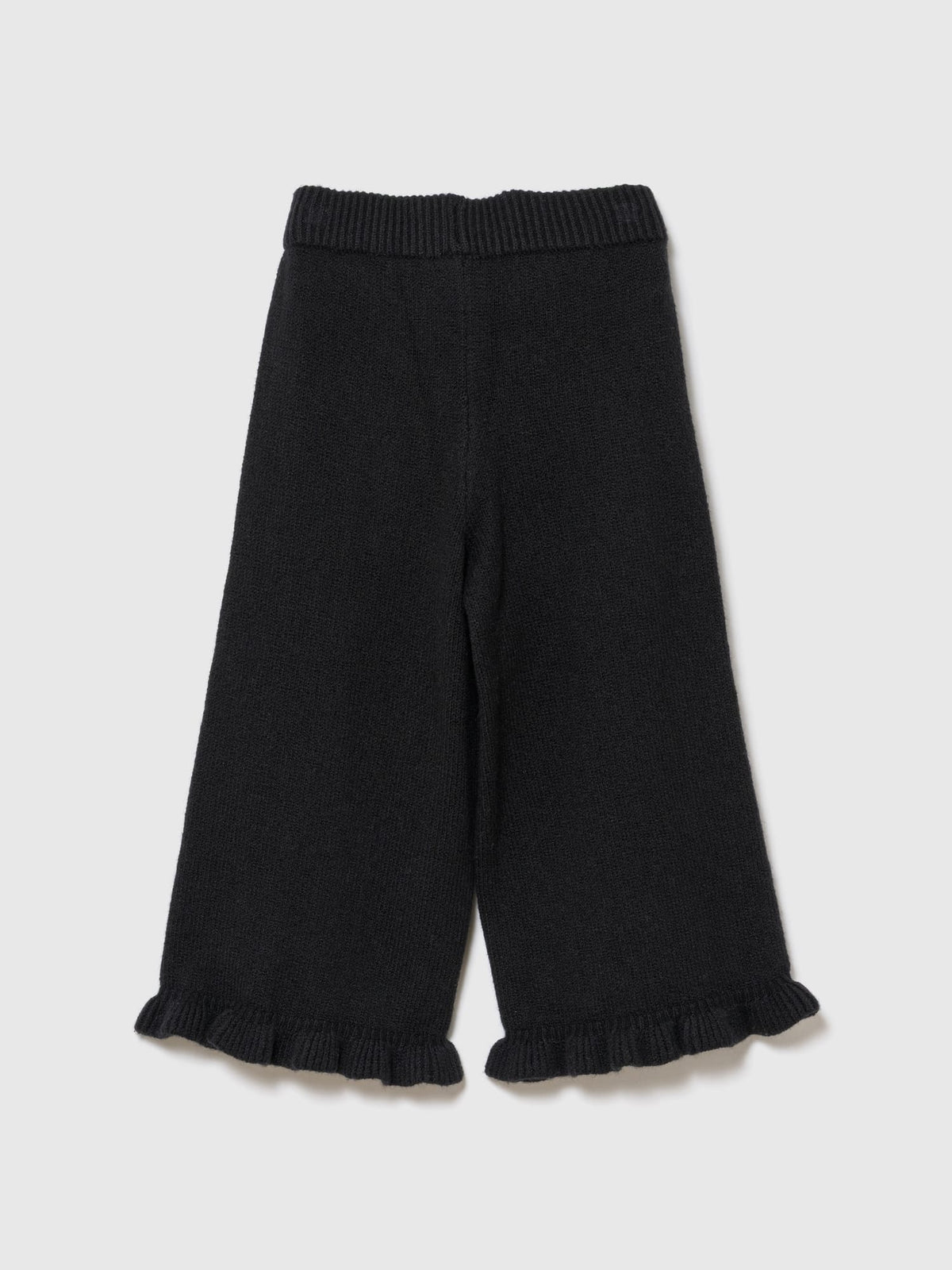 Siyah Cashsoft Fırfır Wide-leg Eşofman Altı