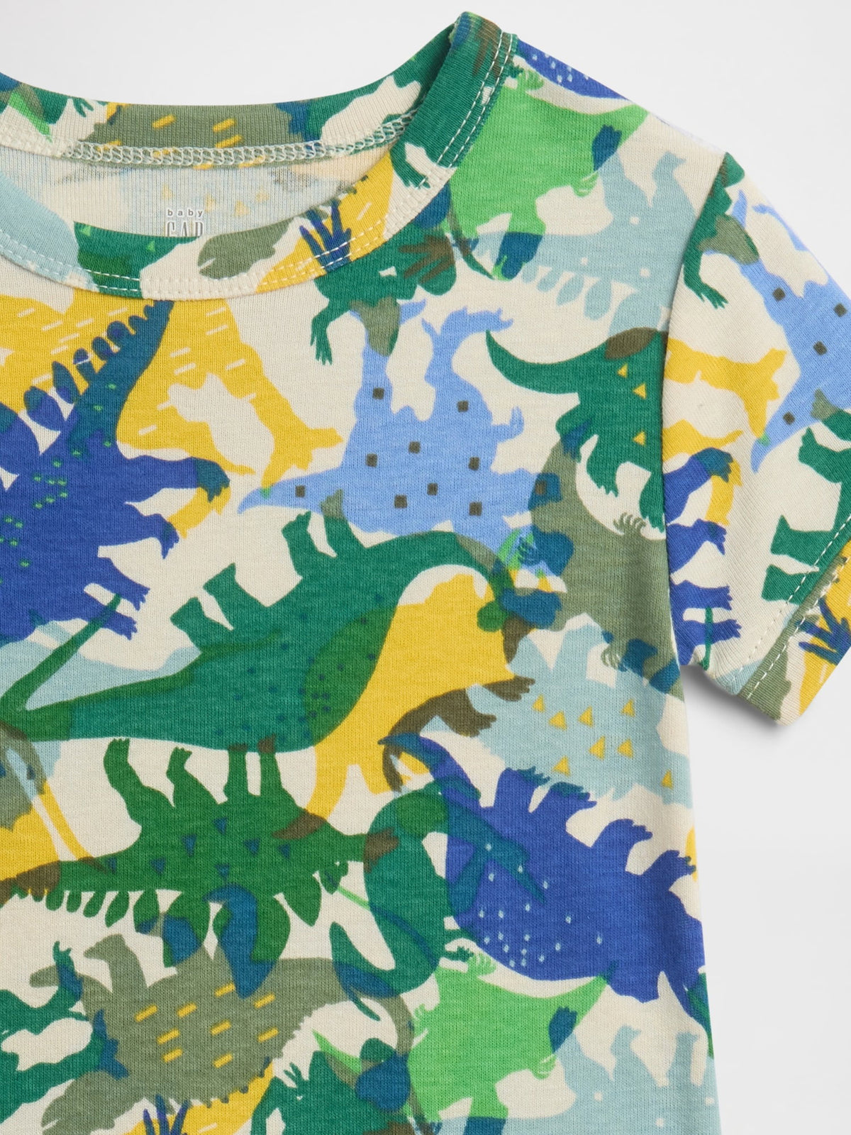 Yeşil %100 Organik Pamuk Dino Pijama Takımı
