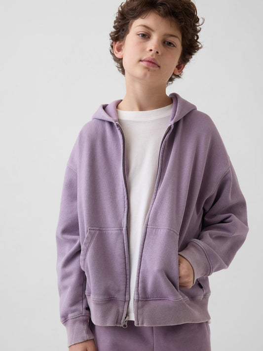 Mor Vintagesoft Relaxed Fermuarlı Sweatshirt