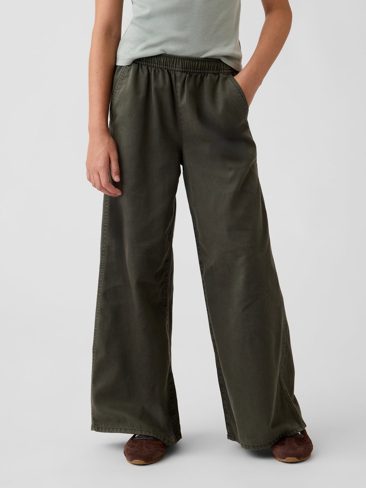 Haki Easy Wide-leg Utility Pantolon