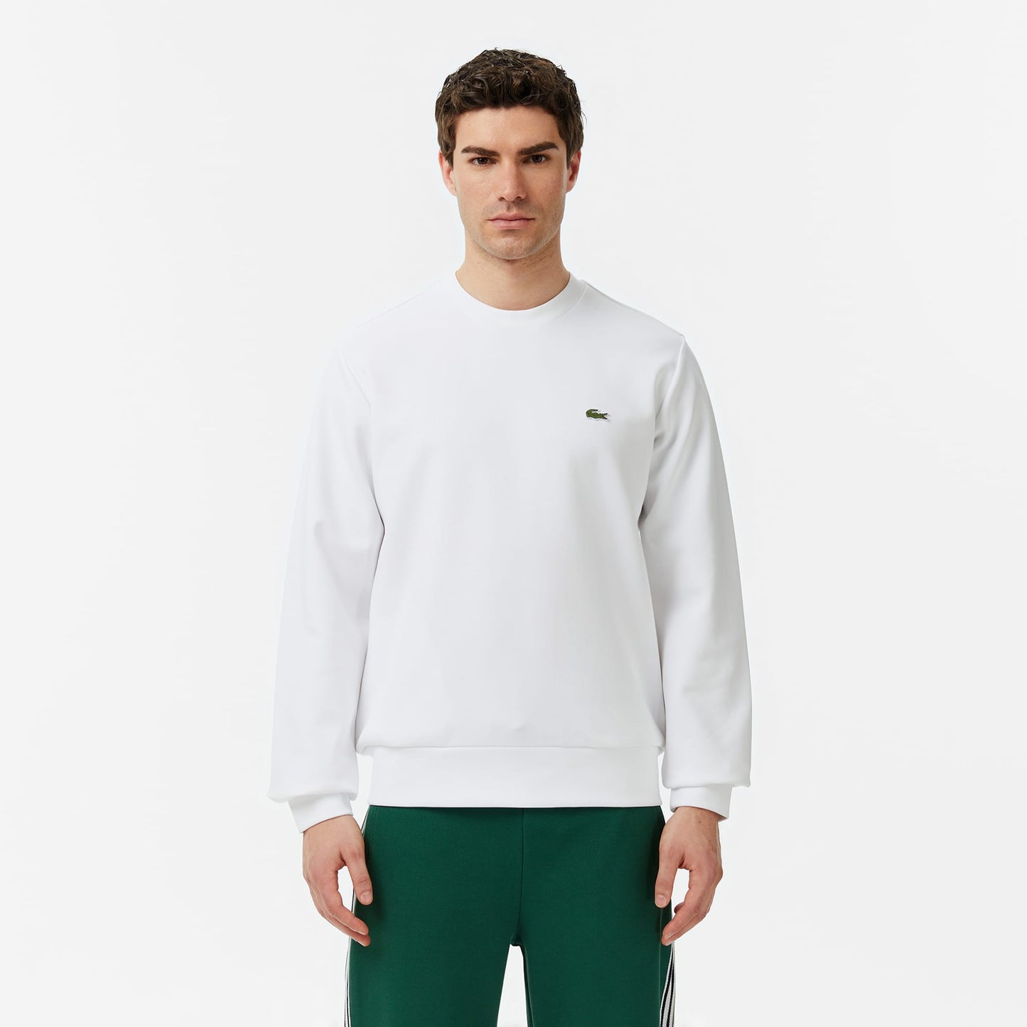 Lacoste Erkek Classic Fit Bisiklet Yaka Beyaz Sweatshirt