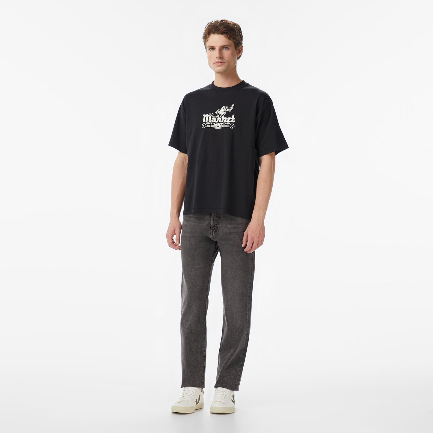 Market Speed And Quality Erkek Siyah T-shirt