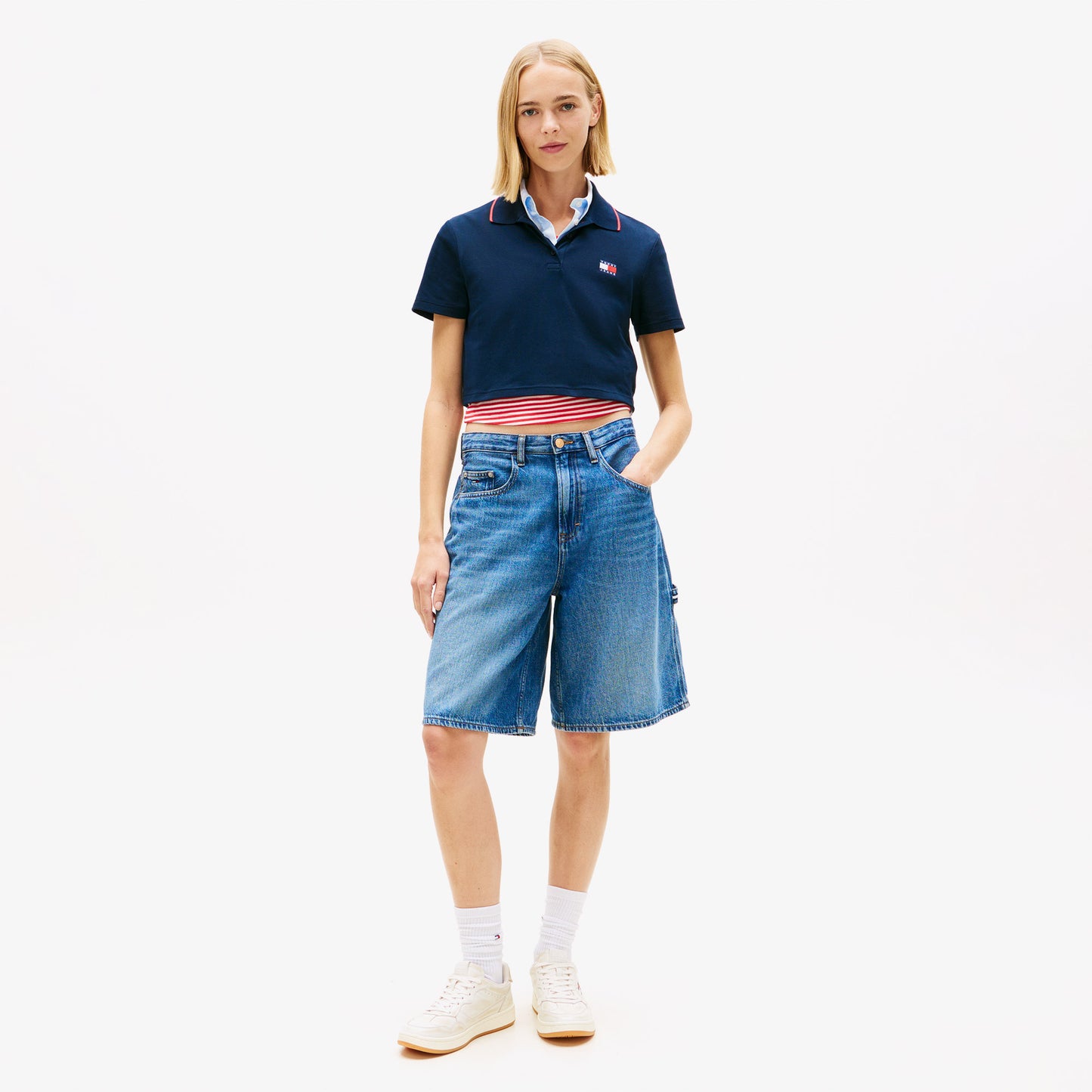 Tommy Hilfiger Cropped Short Sleeve Kadın Lacivert Polo