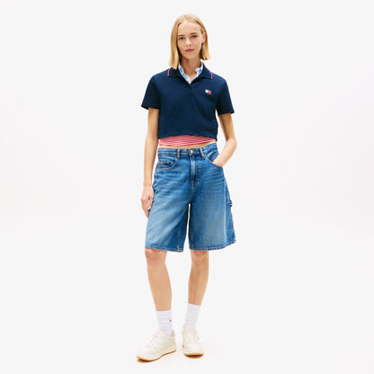 Tommy Hilfiger Cropped Short Sleeve Kadın Lacivert Polo