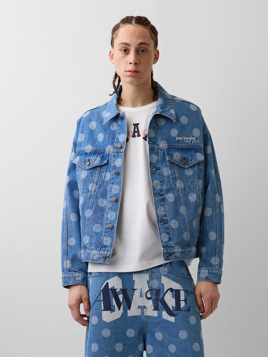 Açık Mavi Gap × Awake Ny Oversized Dotted Icon Denim Ceket