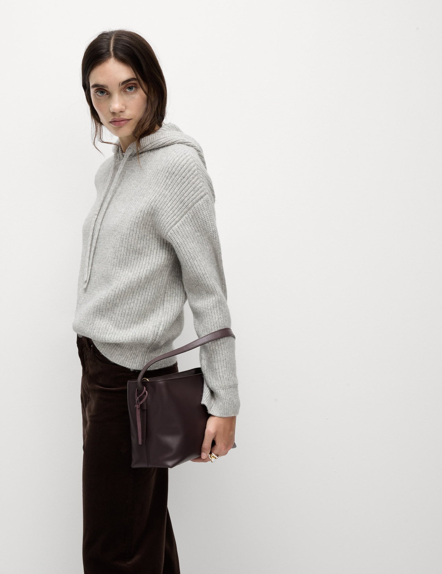 Kapüşonlu Örme Sweatshirt