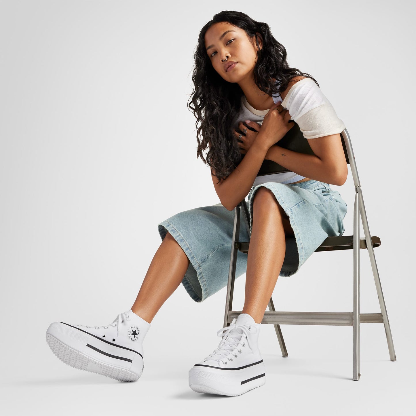 Converse Chuck Taylor All Star Lift Double Stack Kadın Beyaz Sneaker