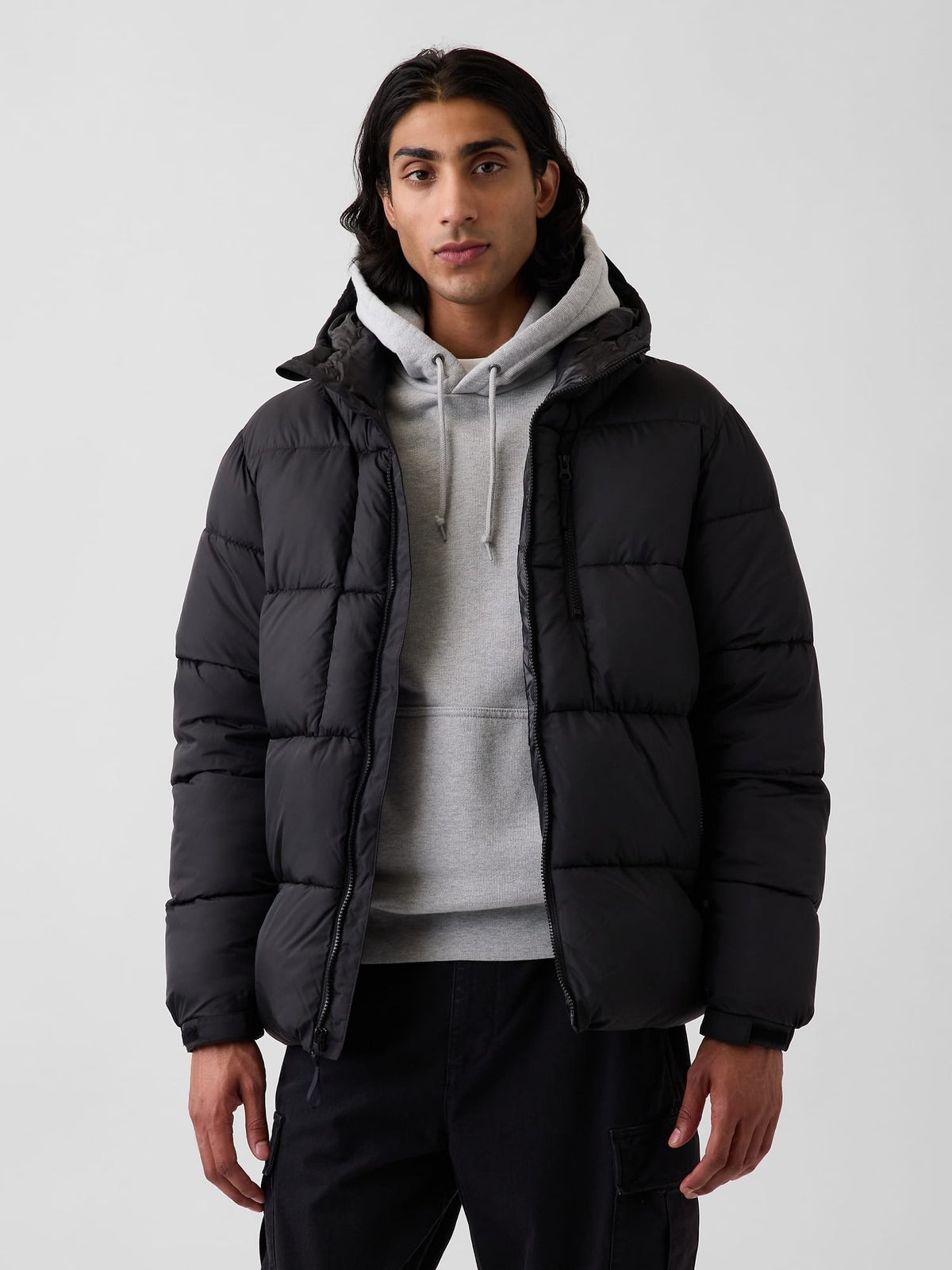 Siyah Recycled Heavyweight Puffer Şişme Mont