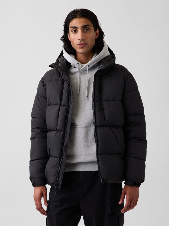 Siyah Recycled Heavyweight Puffer Şişme Mont