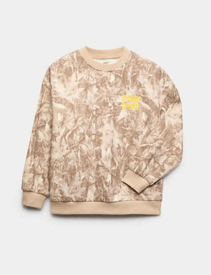 Pamuk Karışımlı Kamuflaj Desenli Çocuk Sweatshirt (6-16 Yaş)