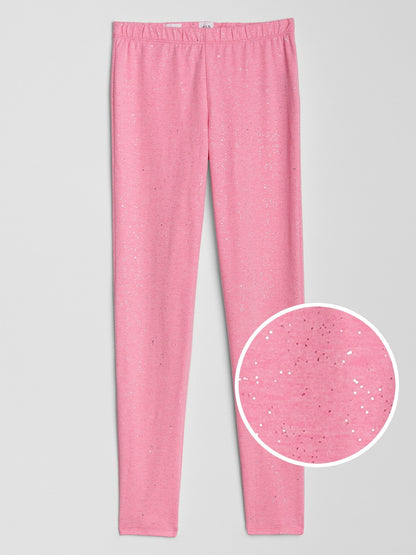 Pembe Pırıltılı Streç Jarse Tayt