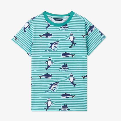 Nautica Erkek Çocuk Yeşil Regular Fit Baskılı T-shirt