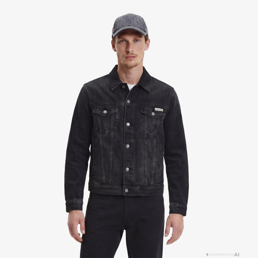 Calvin Klein Black Classic Trucker Erkek Siyah Ceket