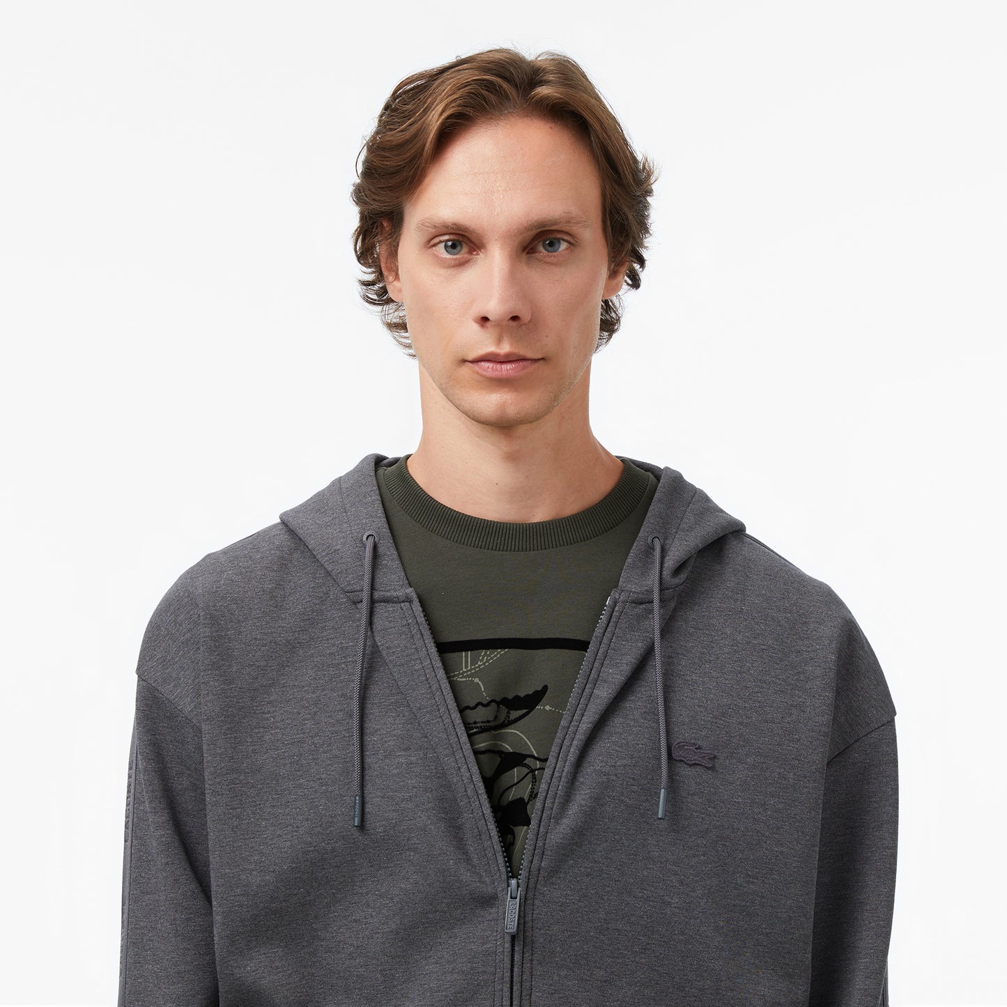 Lacoste Erkek Relaxed Fit Kapüşonlu Gri Sweatshirt