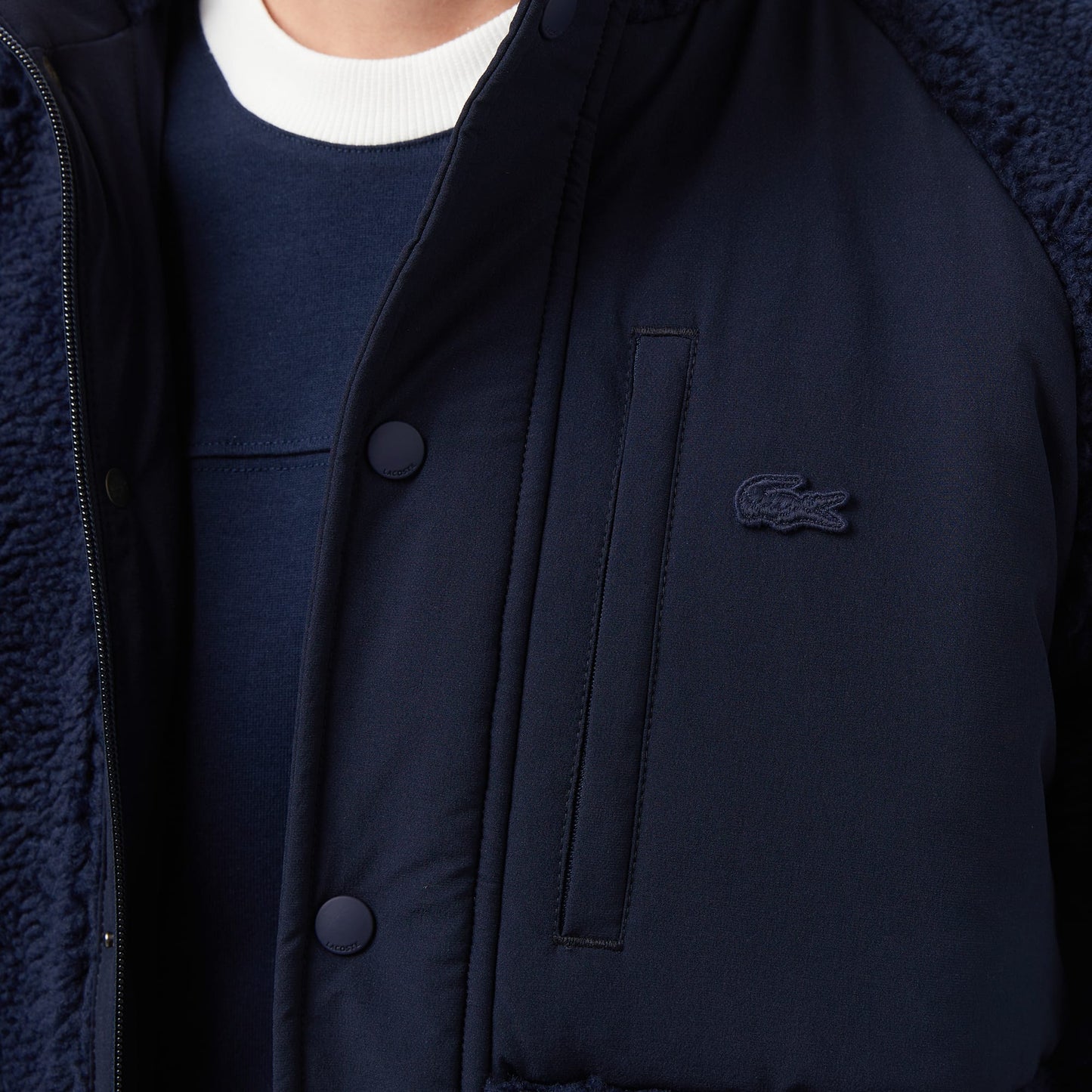 Lacoste Erkek Dik Yaka Renk Bloklu Lacivert Ceket