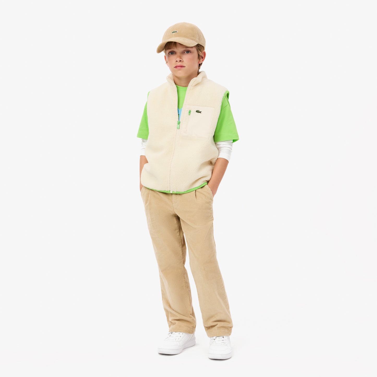 Lacoste Çocuk Dik Yaka Bej Yelek