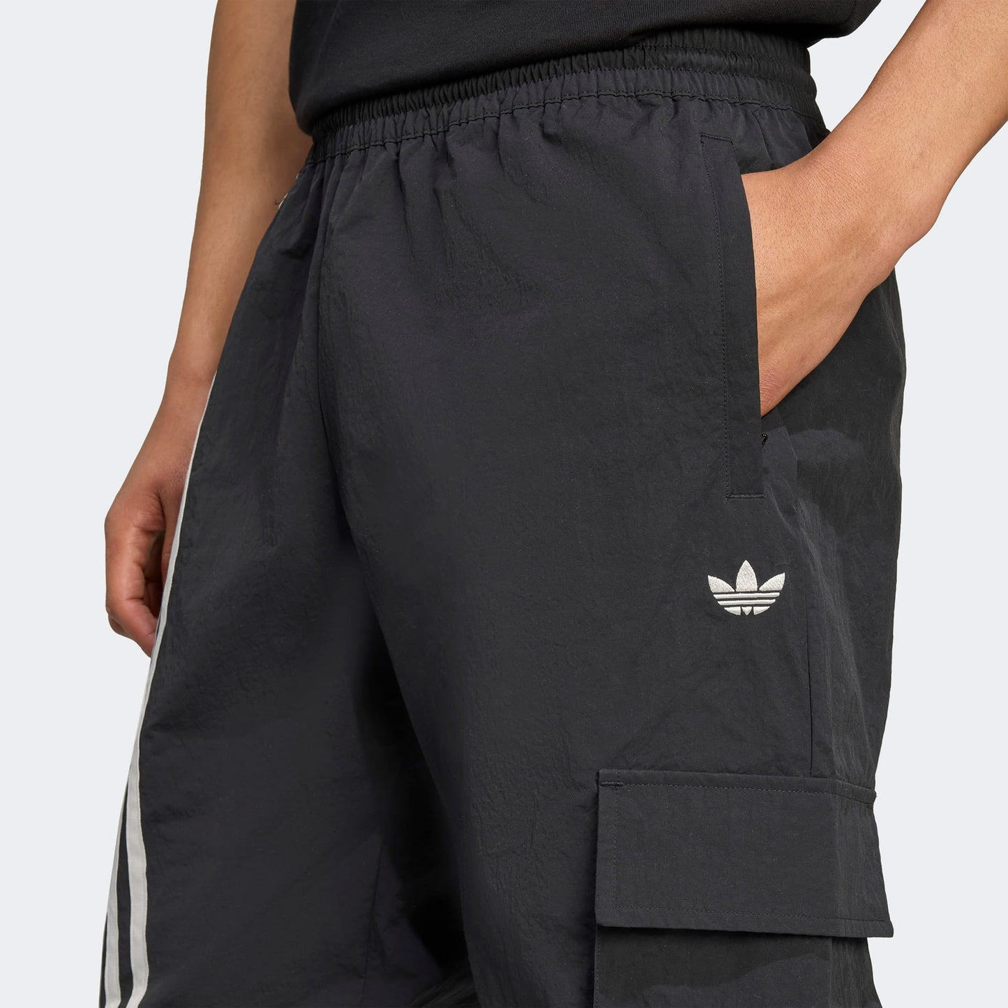 Adidas Front Stripes Woven Kargo Erkek Siyah Eşofman Altı