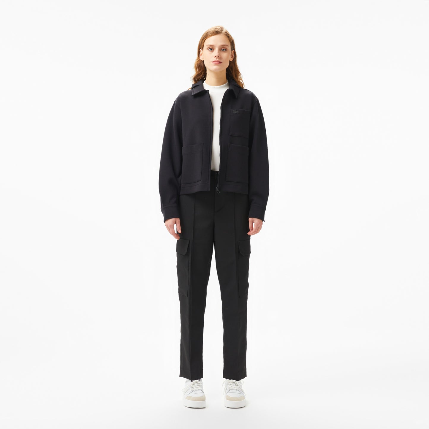 Lacoste Kadın Relaxed Fit Kapüşonlu Siyah Ceket