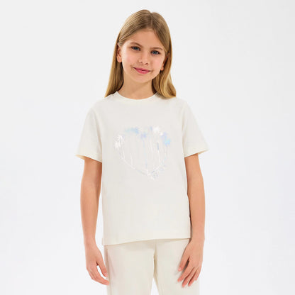 Skechers Regular Fit Baskılı Çocuk Beyaz T-shirt