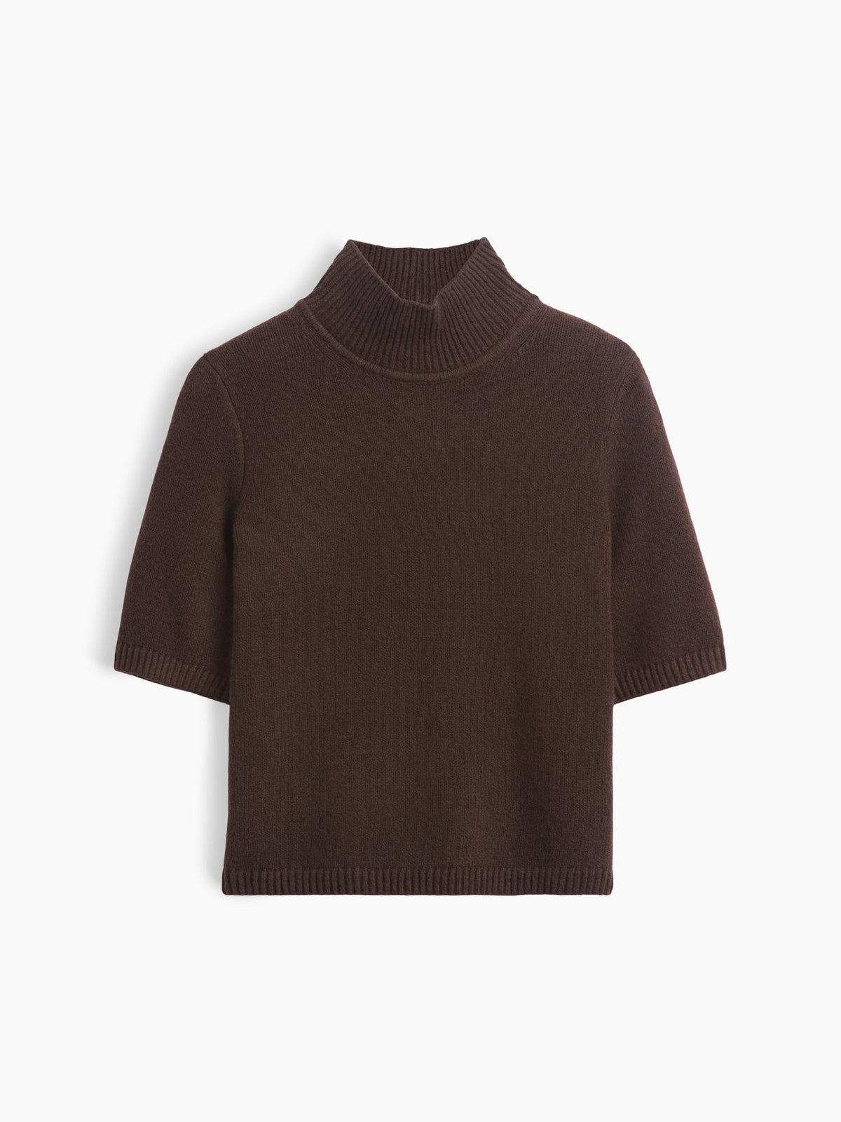 Koyu Kahverengi Cashsoft Mockneck Elbow-sleeve Kazak
