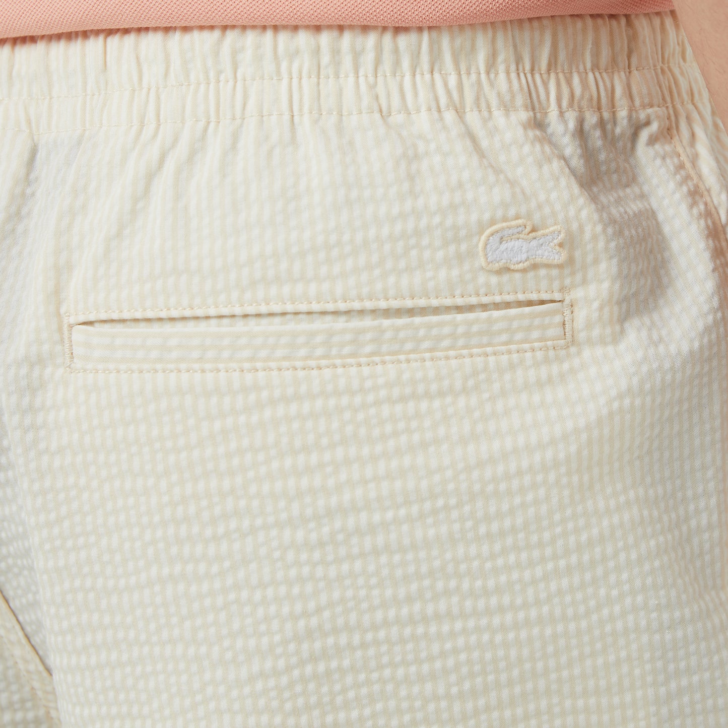 Lacoste Erkek Relaxed Fit Çizgili Beyaz Şort