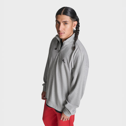 Converse Loose Fit Sneaker Patch Half Zip Erkek Gri Sweatshirt