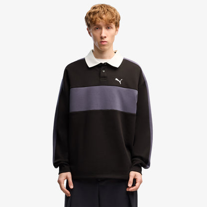 Puma T7 Relaxed Polo Crew Erkek Siyah Sweatshirt